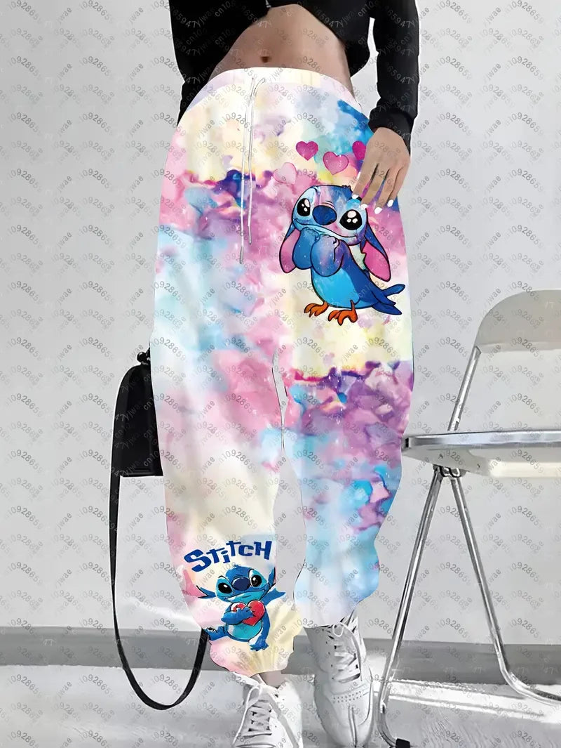 Cartoon Stitch Women's Casual Jogger Pants Pink Casual Pants Spring/Summer Outdoor Men's Long Pants Trousers