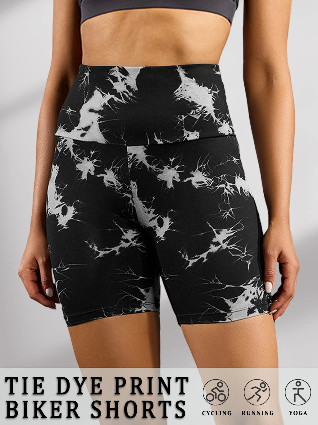 Super Soft High Waisted Tie Dye Print Sport Biker Shorts for Women No See Running Yoga Athletic Push Up Gym Shorts