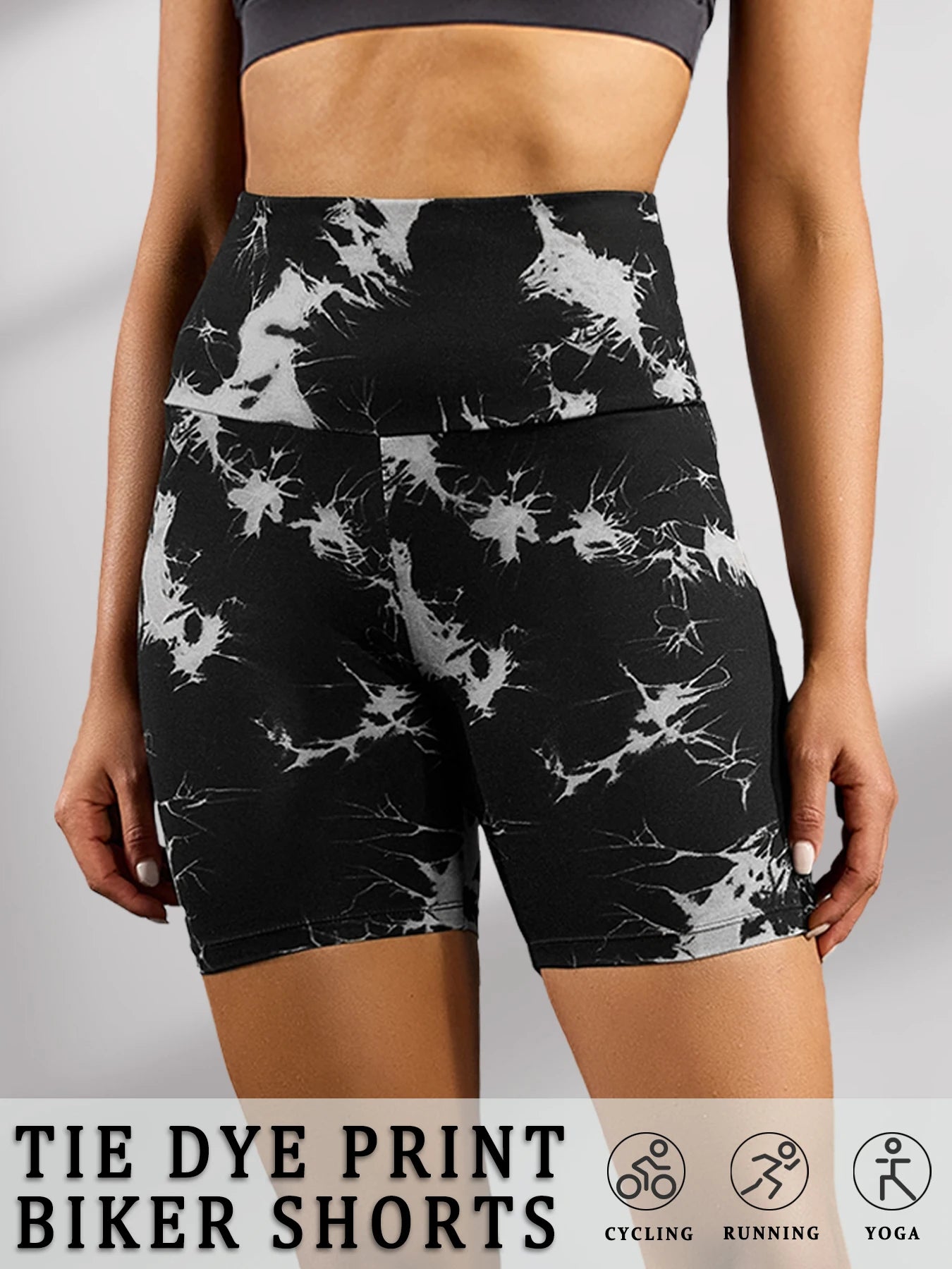 Super Soft High Waisted Tie Dye Print Sport Biker Shorts for Women No See Running Yoga Athletic Push Up Gym Shorts