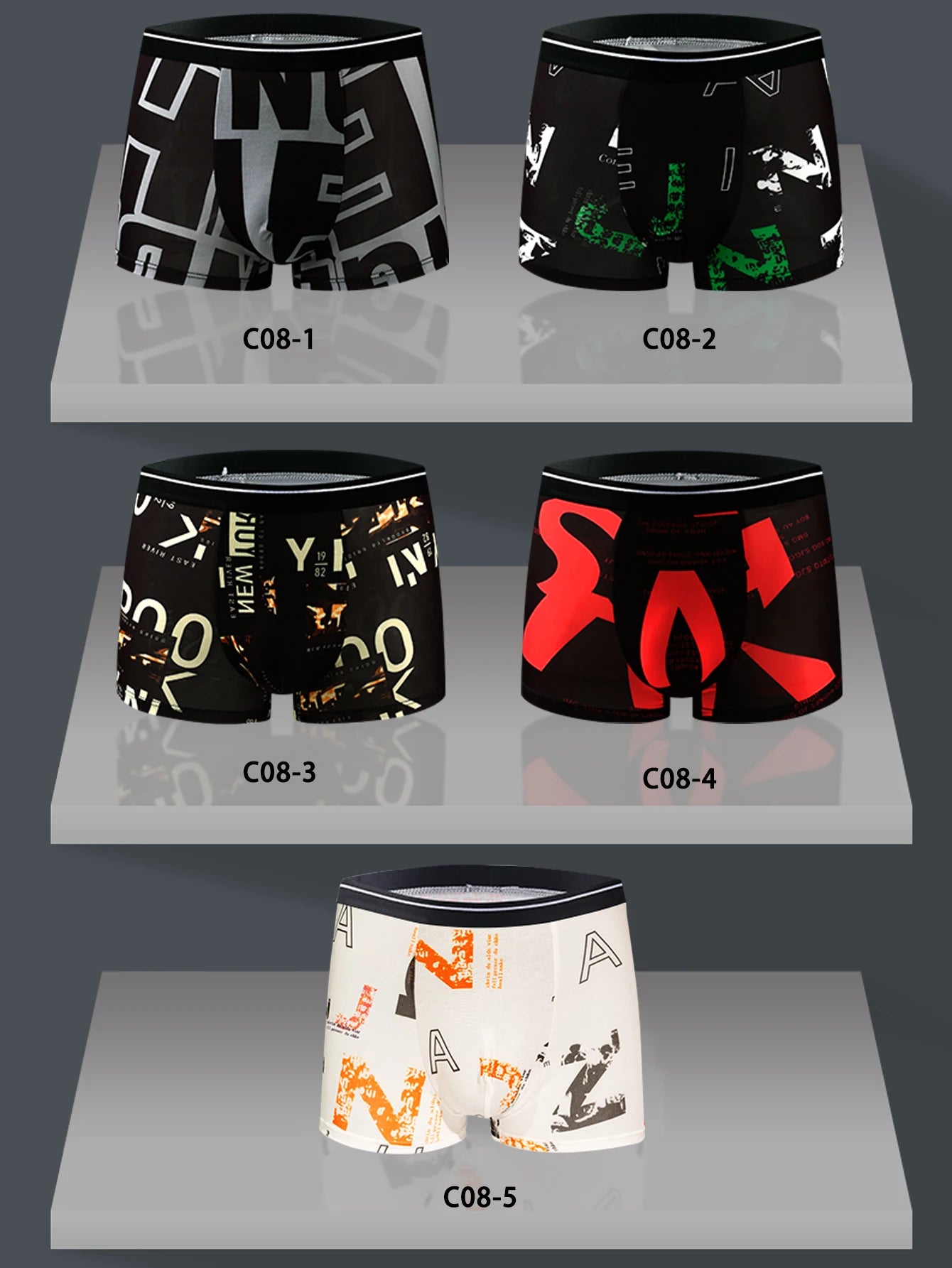 10pcs package Random trendy pattern men's underwear - Comfortable, stretch boxer panties, suitable for casual sports - Soft
