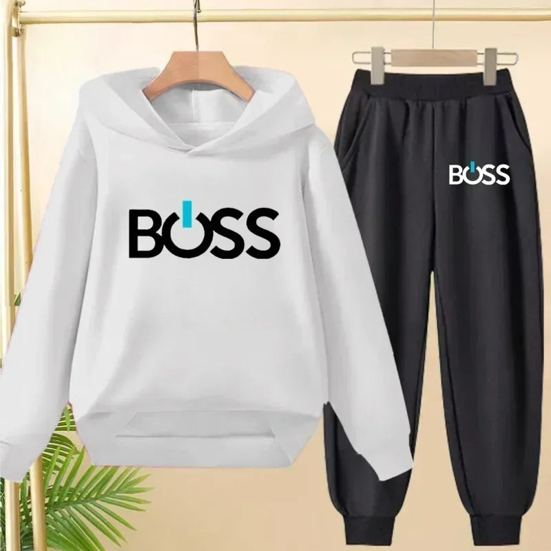 Spring Autumn Children Clothes Leisure Letter Print 2pcs Hoodie+Pants Tracksuits 3-13 Years Boys Girls Outfits Streetwears