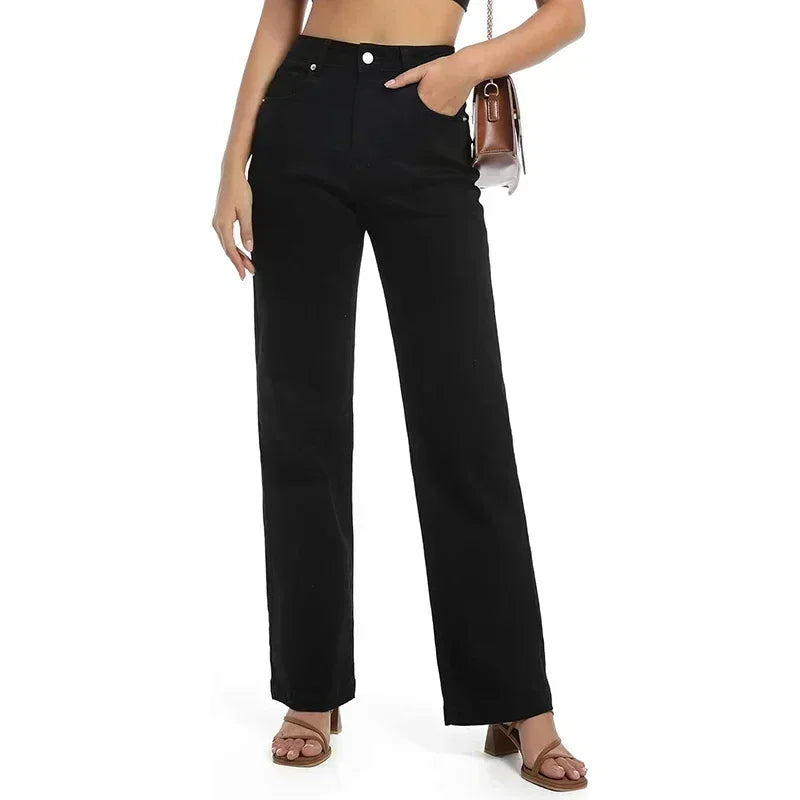 2025 Female Straight Leg Jeans Women Low Rise Stretch Gray Denim Pants Lady Solid Color Daily Office Cheap Long Jeans Trousers