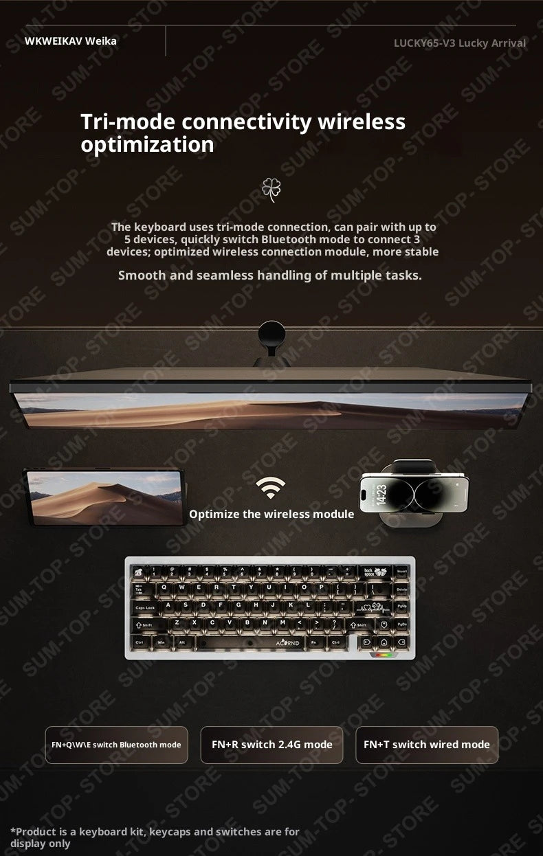 Weikav Lucky65 V3 Lucky65 V2 NUT65 Wireless Aluminum Mechanical Keyboard Kit 60% Bluetooth 2.4G Wired RGB Hotswap Gamer Keyboard