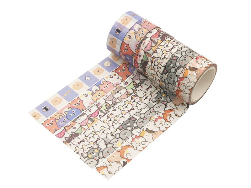 18 pcs/set Kawaii Animals Face Cartoon Washi Tape Set Masking Tapes Scrapbooking Diy Journal Stationery School Supplies Gift