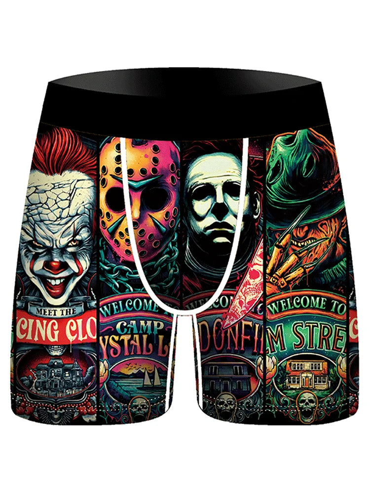 4Pcs Boxer Men's Underwear Soft Sports Breathable Four-season Men's Underwear Trendy Fashion Pop Print Boxer Underwear