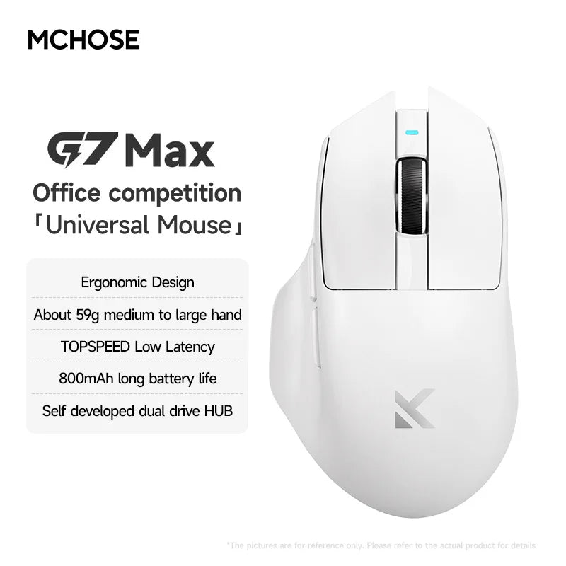 Original MCHOSE G7 Max Gaming Mouse PAW3311 Game Sensor 59g Lightweight BT 2.4G Low Latency Wireless Customized Microswitch