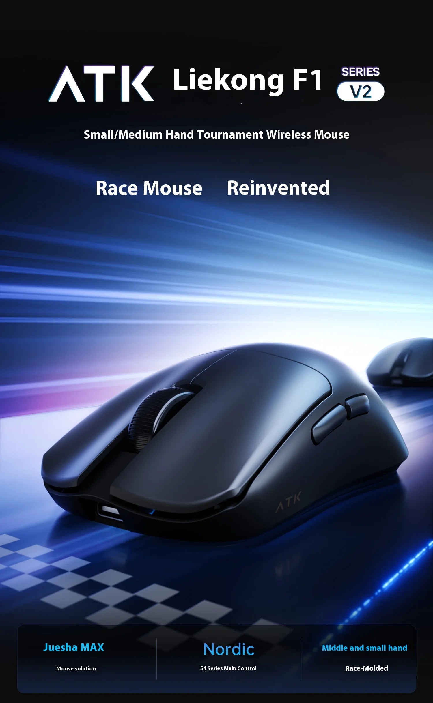 ATK F1 V2 Ultra MAX Gaming Mouse Wireless Tri-mode PAW3950 Double 8k Lightweight Ergonomics Esports Mouse Custom PC Accessory