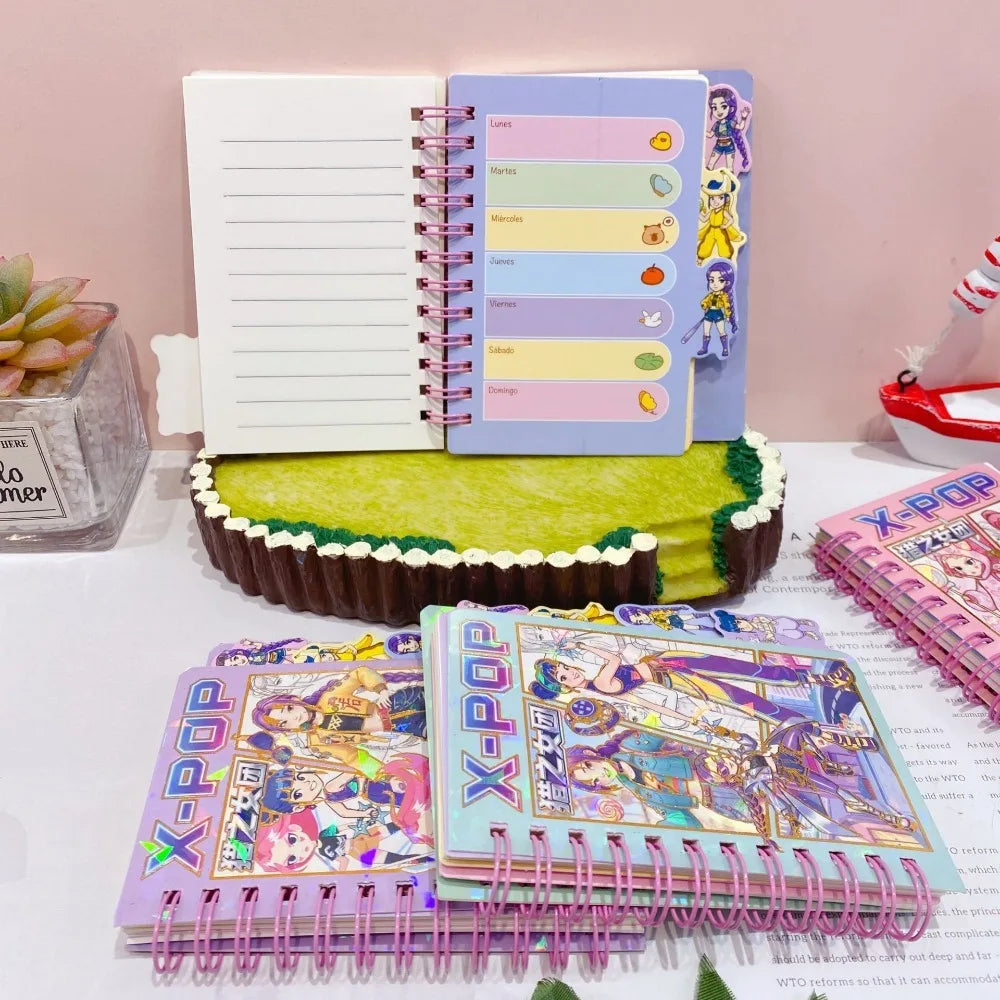 1/4PCS Kpop Demon Hunters Golden Notebook Rumi Mira Zoey Binder Cartoon Anime  Stationery Supplies Back To School Gifts %^$