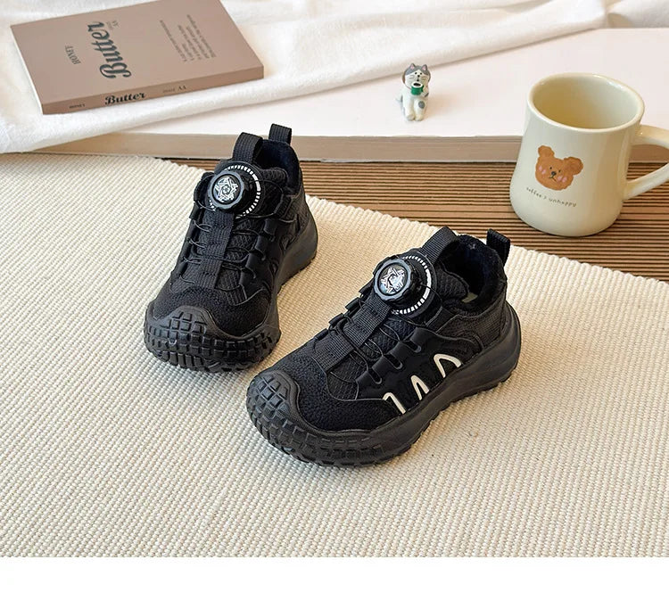 Children's Casual Cotton Shoes 2025 Autumn Winter New Boys Girls Retro Sports Shoes Kids Non-Slip Warm Plush Fashion Sneakers