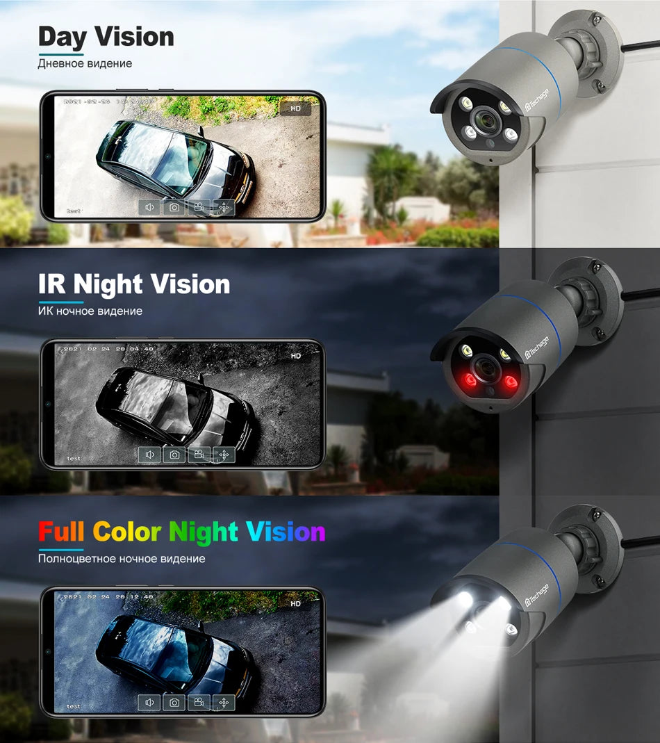 Techage HD 4MP AI POE IP Camera Two Way Audio IR Night Outdoor Waterproof CCTV Video Security Surveillance Camera For NVR Kit