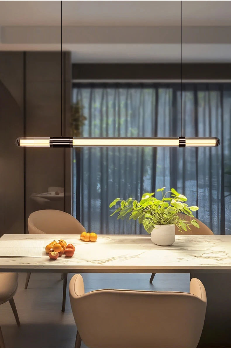 Italian Nordic minimalist and versatile long glass pendant lamp, dining table lamp, office desk lamp, coffee shop pendant lamp