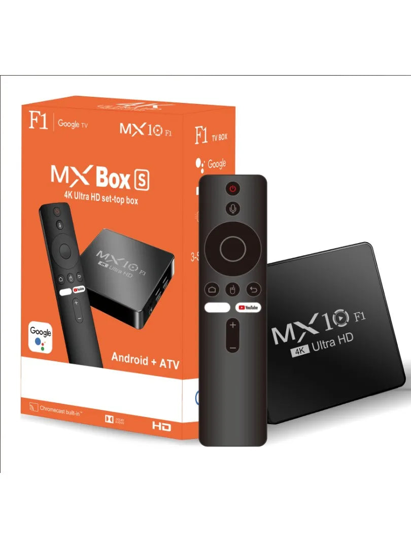TV Box MX10 F1 Android 13 Mali-G31 4K 2GB RAM 16GB eMMC flash Media Player Support Voice Remote Control