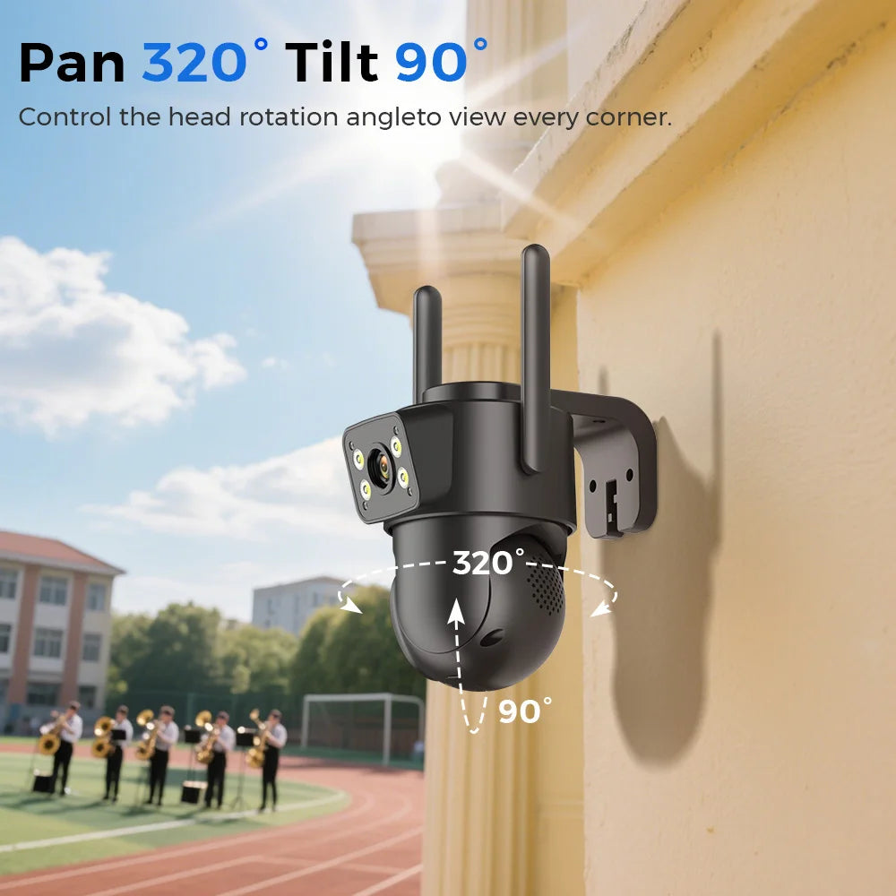 ANBIUX 4K 8MP WiFi Surveillance Camera 4MP 4X Digital Zoom PTZ IP Dual Lens AI Human Detect Outdoor Security Camera ICSEE App