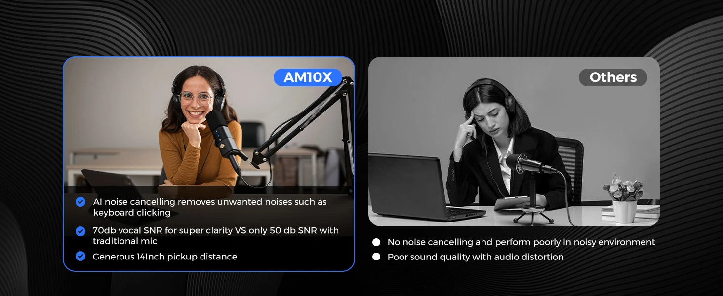 NearStream USB XLR Dynamic Microphone Boom Arm Professional PC Mic for Gaming Studio Set Podcast Recording Streaming Microphone