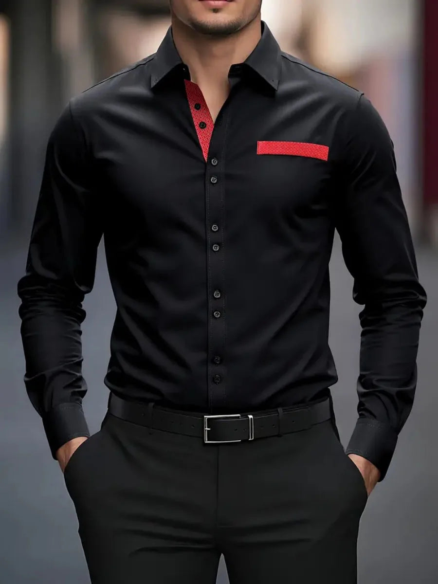 18 colors of new men's solid-color casual business shirts for office, long-sleeved, comfortable fabric, large size, fast shippin