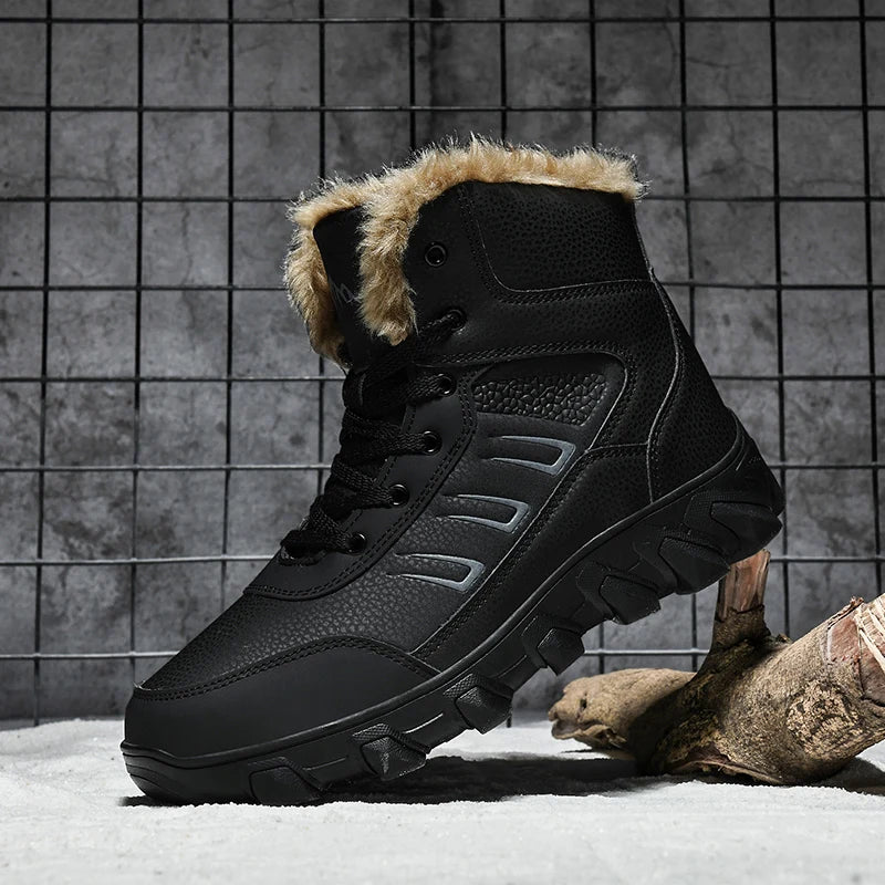 2024 New Winter men boots  Slippers Warm Men Shoes Waterproof Non-Slip Plush Sneakers Male  leather Boots Plus size  48