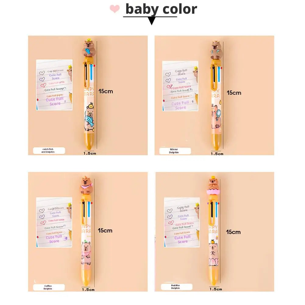 Kawaii Capybara Multicolor Pen 0.5mm Colorful Ink Pen Cute Cartoon Ballpoint Pen School Office Supplies Student Stationery Gifts