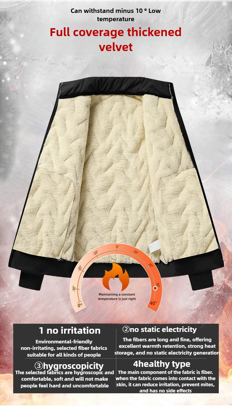 Men's Winter 1-3Pc Tracksuit Set Warm Thickened Jacket Pants Vest Matching 3pcs Fashion Casual Loose Fleece-Lined Outfit For Man