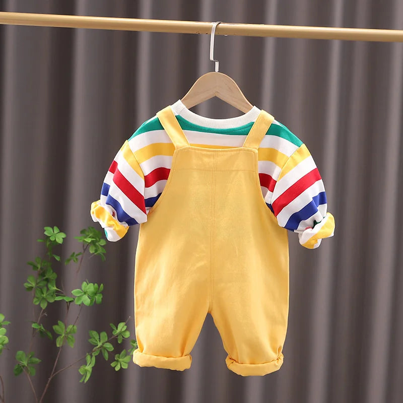 New Spring Autumn Baby Boys Clothes Suit Children Girls T-Shirt Overalls 2Pcs/Set Toddler Casual Cotton Costume Kids Tracksuits