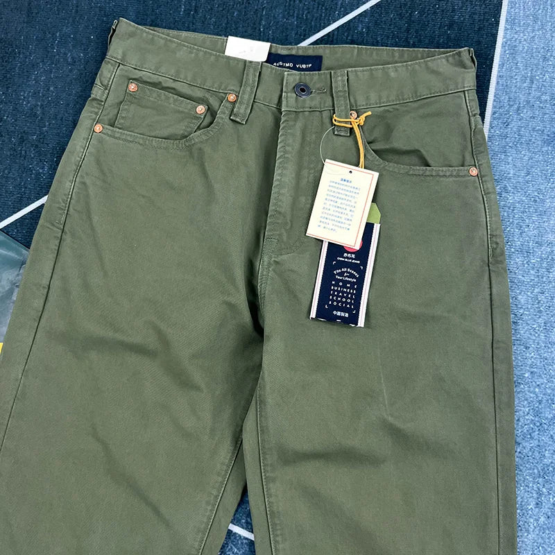 Heavy cotton straight leg casual pants men's American vintage to do old washed cargo pants