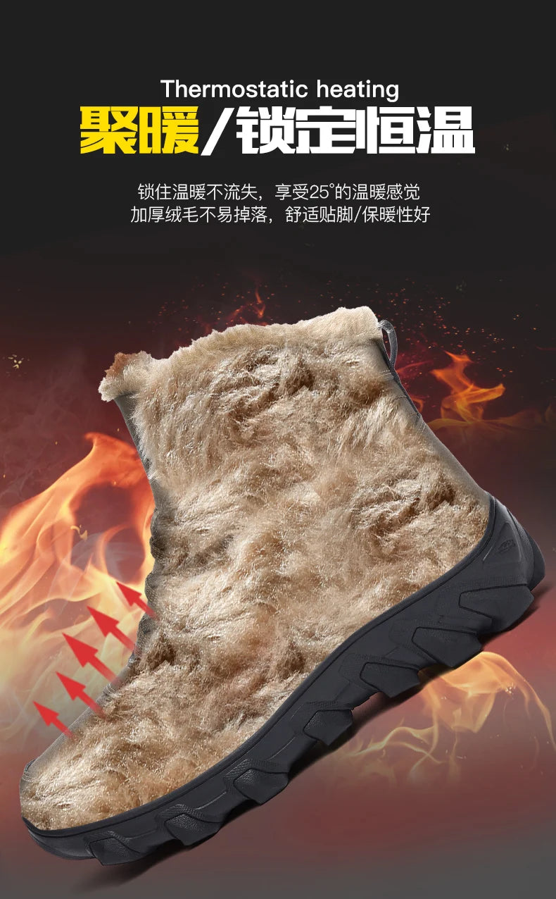 2024 New Winter men boots  Slippers Warm Men Shoes Waterproof Non-Slip Plush Sneakers Male  leather Boots Plus size  48