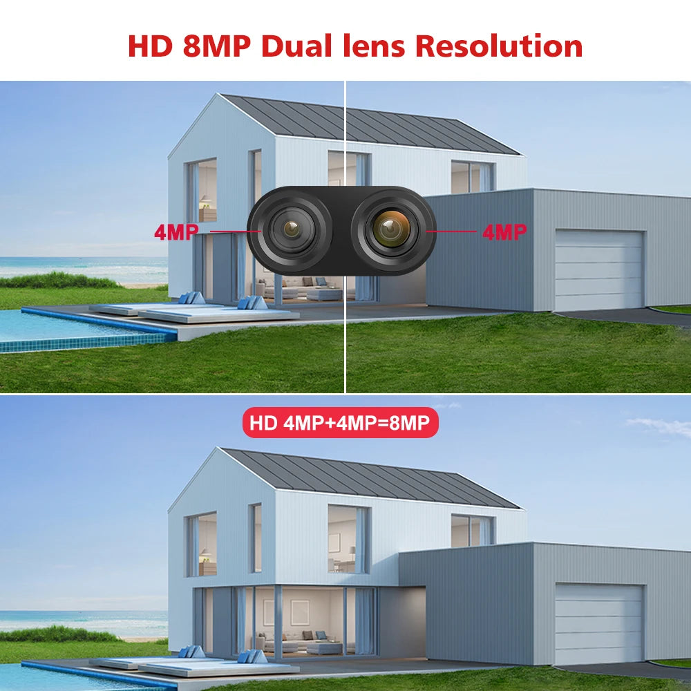 BOAVISION HD 8MP WIFI Camera PTZ Dual Lens 8X Digital Zoom Outdoor 4K AI humanoid Auto Tracking Zoom Audio iCSee Security Camera