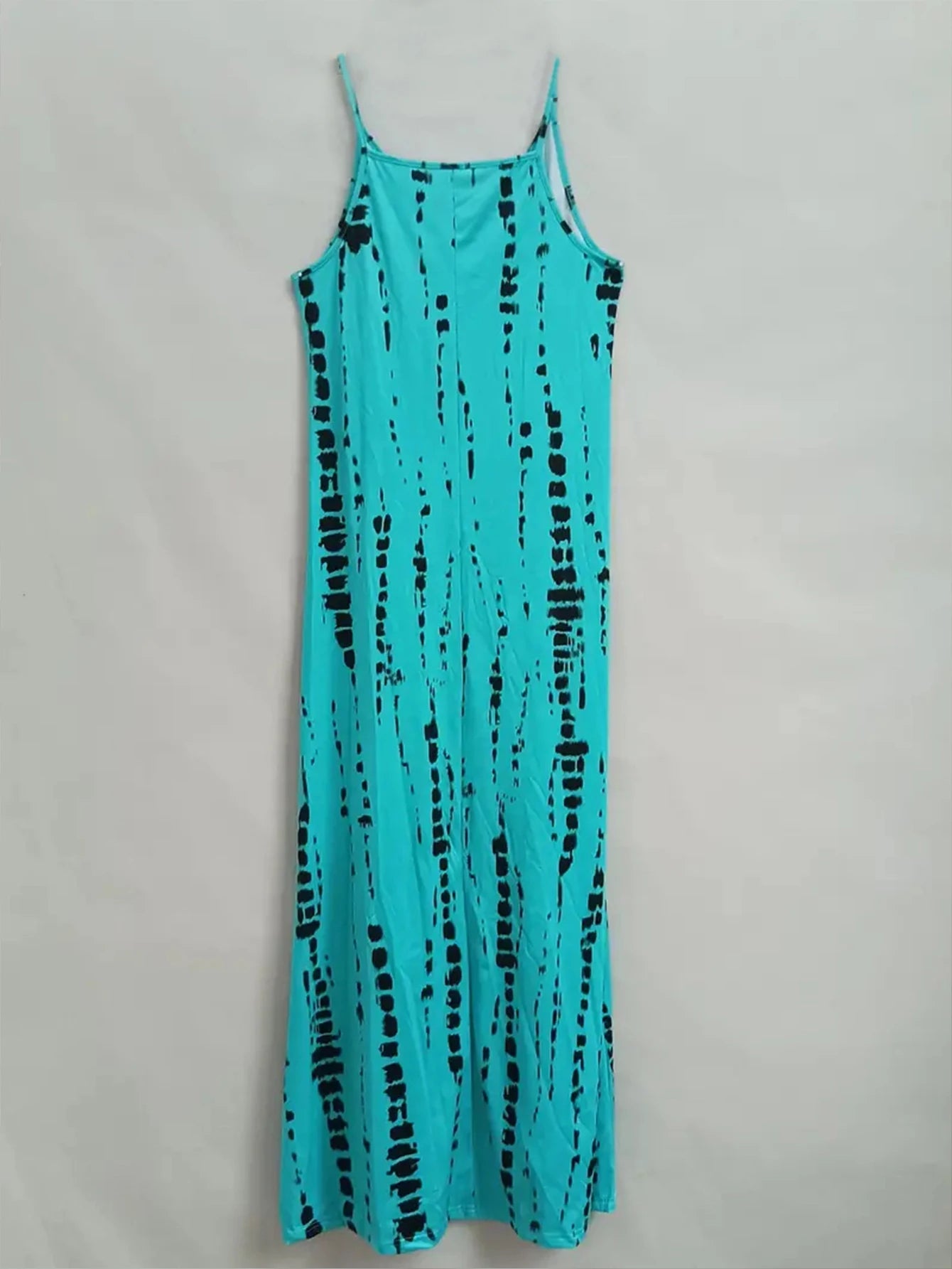 Women's Casual Loose V-neck Tie Dye Printed Spaghetti Maxi Dress Summer Beach Vacation Long Dress