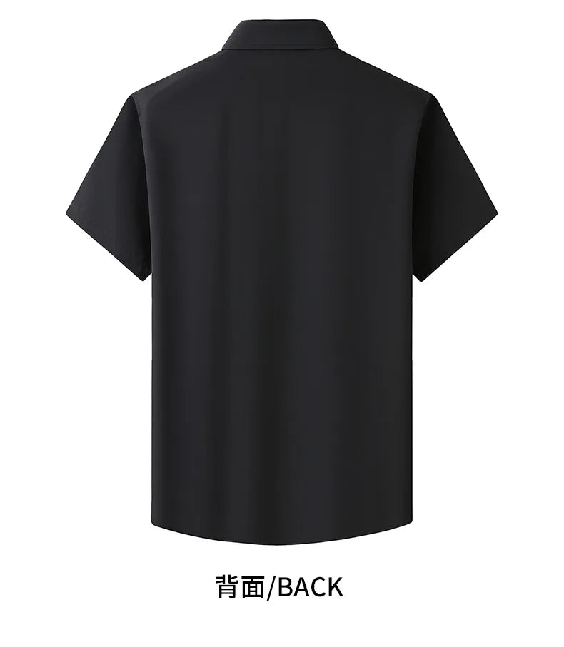 Upto 10XL Size Short Sleeve Embroidered Shirt Men's Casual Loose Oversized Black and White Short Sleeve Shirt Summer