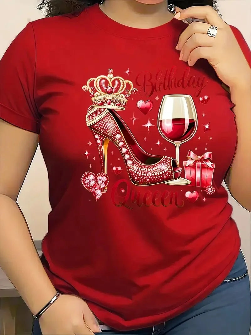 Women's 3D Graphic Print T-Shirt Casual Short Sleeve Crew Neck Top, Ideal for Birthday or Friend Gift for Outdoor Daily Sports