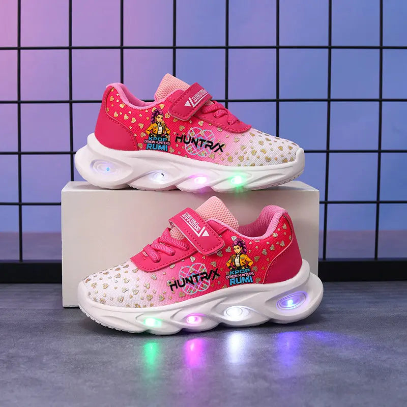 Kpop Demon Hunter Shoes For Kids Children LED Shoes Anime Children Tennis Shoes Zoey Mira Rumi Lighted Sport Shoes Toddler Shoes