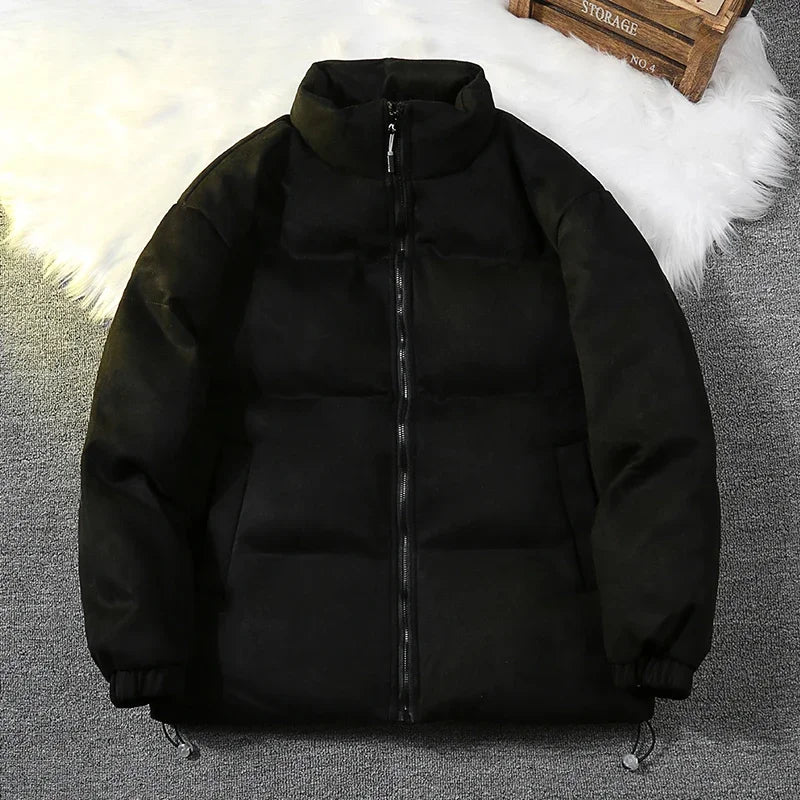 Men's Winter Loose Plus-sized Simple Stand-up Collar Cotton-padded Jacket Warm Thick Trendy Versatile Bottoms