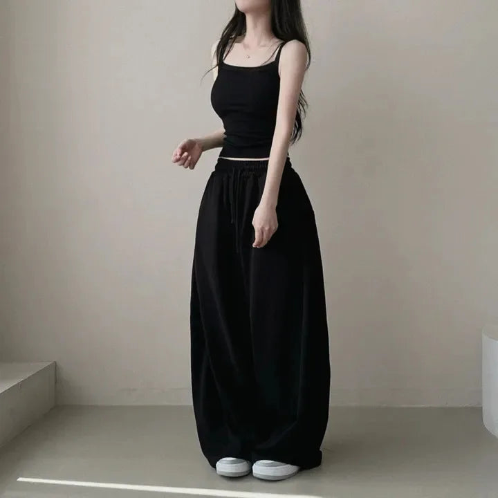 Women Bf Hip Hop Y2k Drawstring Printing Sweatpants Women Fashion Streetwear Sports Trousers Loose Casual Wide Leg Pants