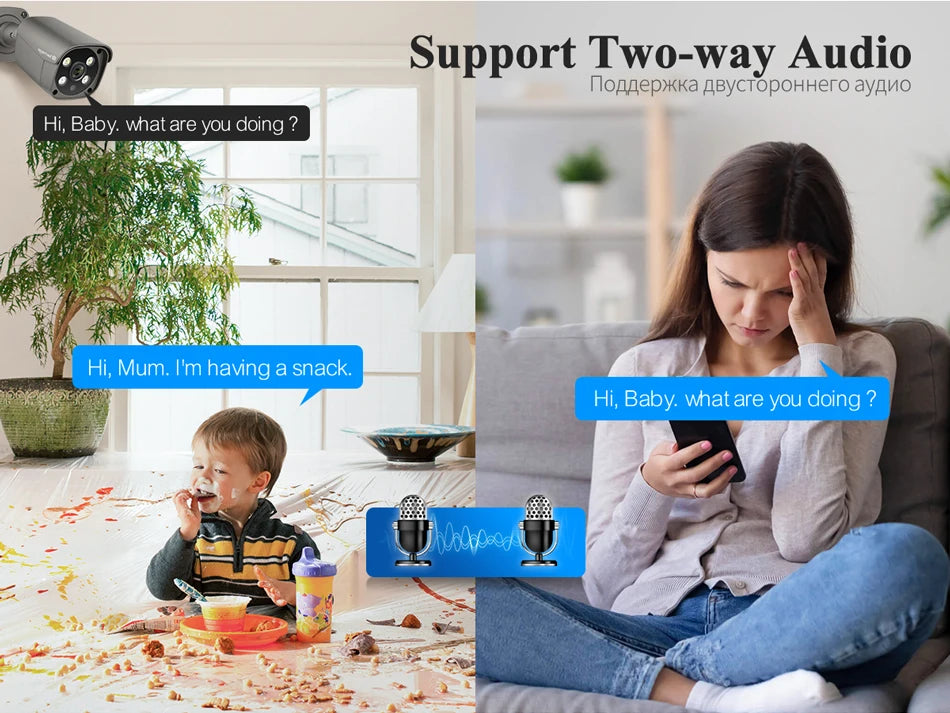 Techage 4MP 5MP 4K Security Metal POE IP Camera H.265 Outdoor Two Way Audio Video Surveillance AI IP Camera for NVR System