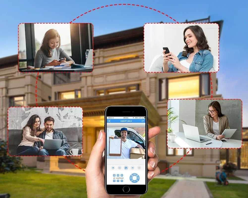 8MP 4K Dual Lens POE IP Camera PTZ Dual Screens Smart Home 360° Wired Video Surveillance IP Camera Motion Detection CCTV ICsee