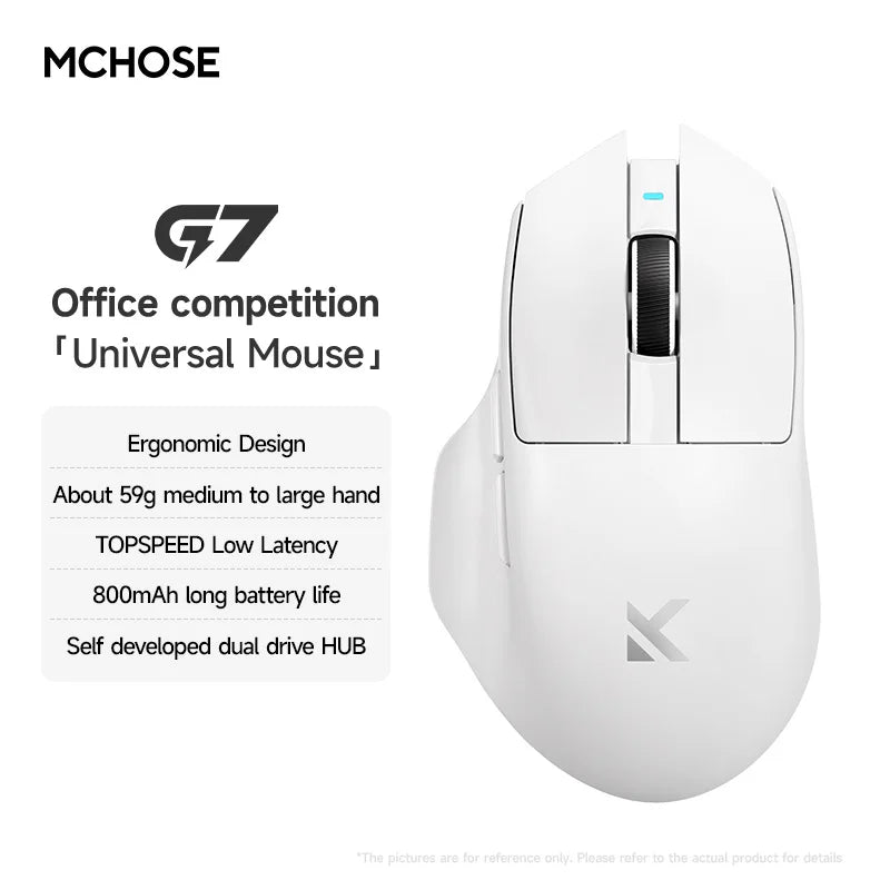 Original MCHOSE G7 Max Gaming Mouse PAW3311 Game Sensor 59g Lightweight BT 2.4G Low Latency Wireless Customized Microswitch