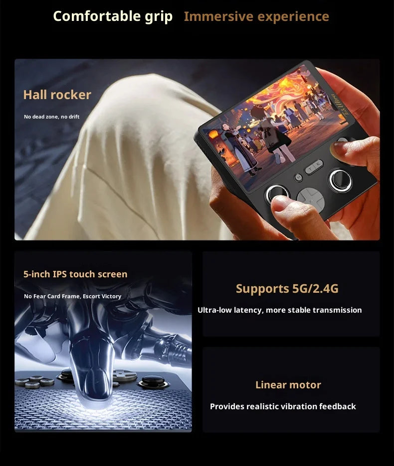 2025 New E5ultra Handheld Game Console With Dual Systems 6+128 Running Memory Cloud Gaming 5-Inch Ips Hall Joystick Game Console