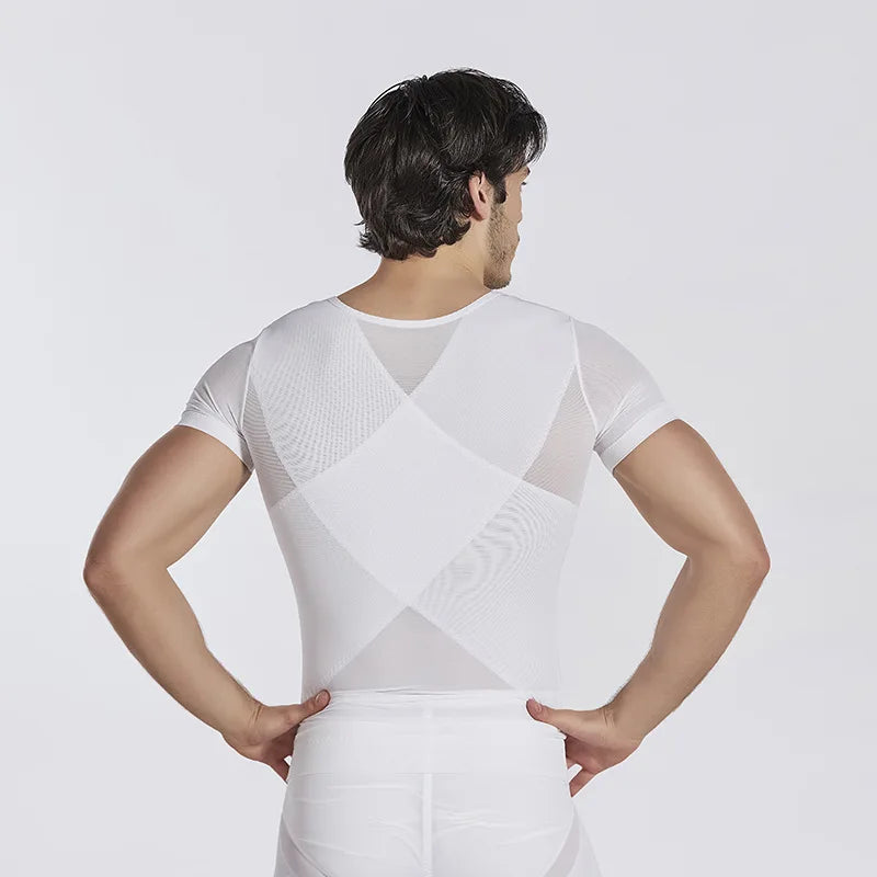 1Pcs/Men's Tummy-Control Shaping T-Shirt Base Layer Sports Shaping Underwear Lightweight Breathable Mesh Tank Top Tummy-Control