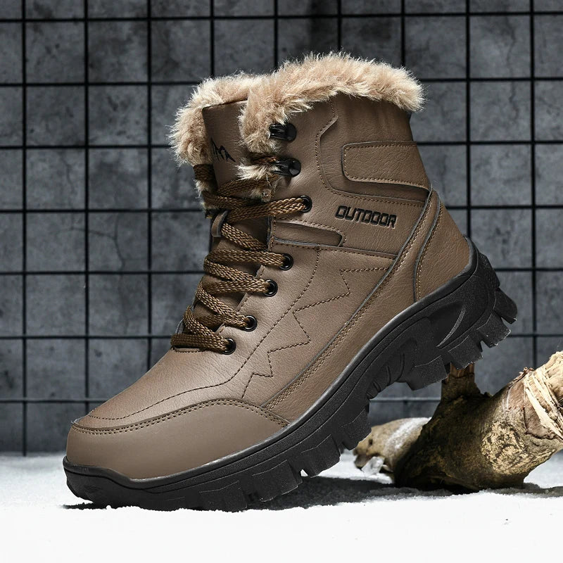 2024 New Winter men boots  Slippers Warm Men Shoes Waterproof Non-Slip Plush Sneakers Male  leather Boots Plus size  48