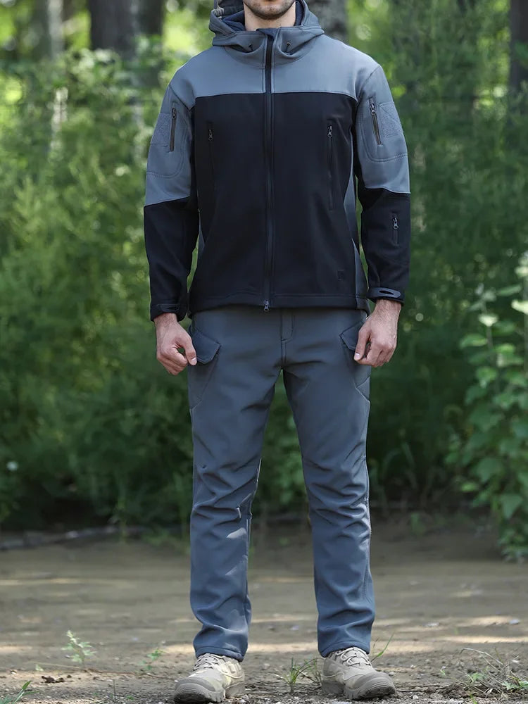 Fleece Lined Tactical Cargo Pants Men's Warm Thickened Outdoor Softshell Trousers Multi-Pocket Work Hiking Climbing Casual Wear