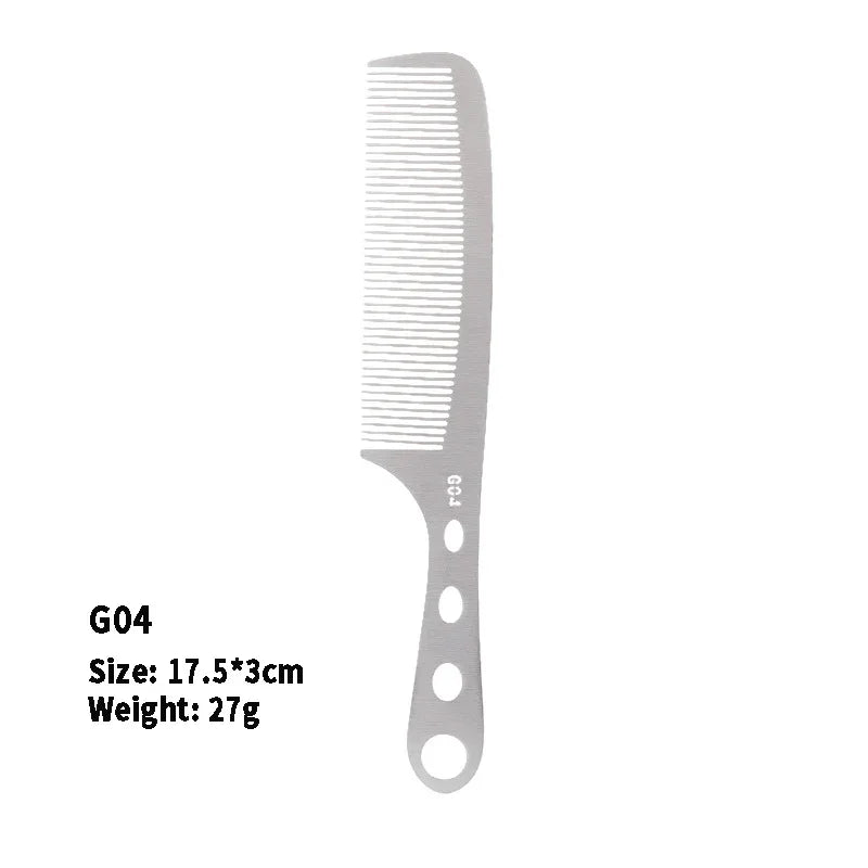 Stainless Steel Silver Metal Barber Comb Professional Hairdressing Salon Combs Detangling Hair Cutting Tools For Men And Women