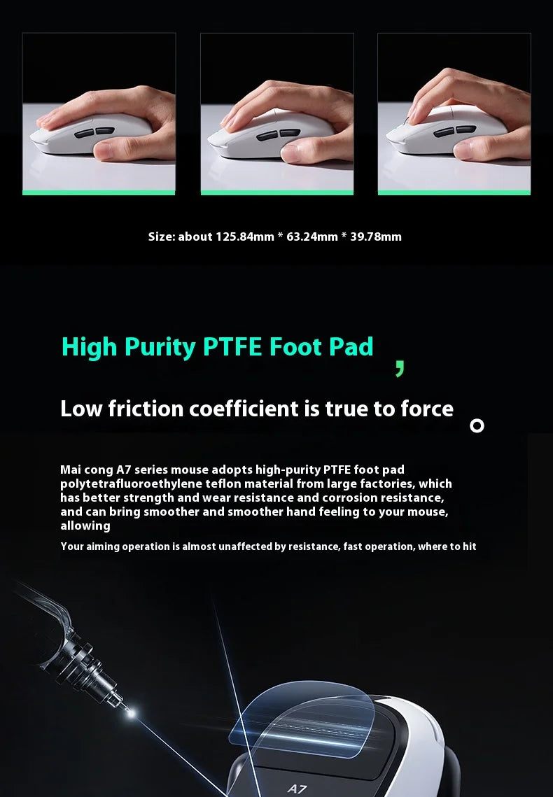 MCHOSE A7 Ultra Mouse Esports GamesThree Modes Pro Wireless Bluetooth PAW3395 Lightweight Laptop Office Mouse Support Ergonomics