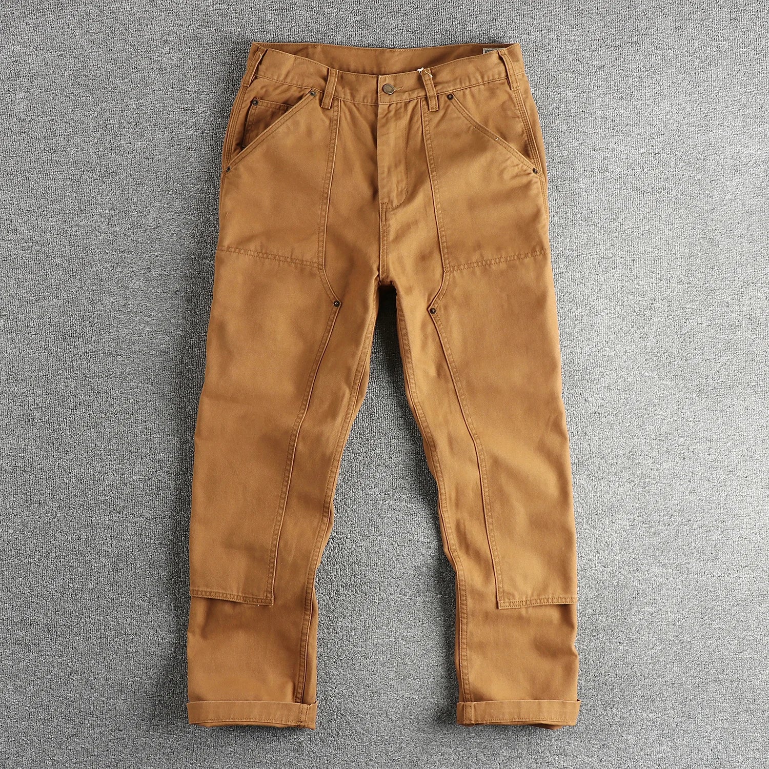 May Khaki heavy chunky overalls dyed blue striped straight trousers men's reproduction trend primary color pants