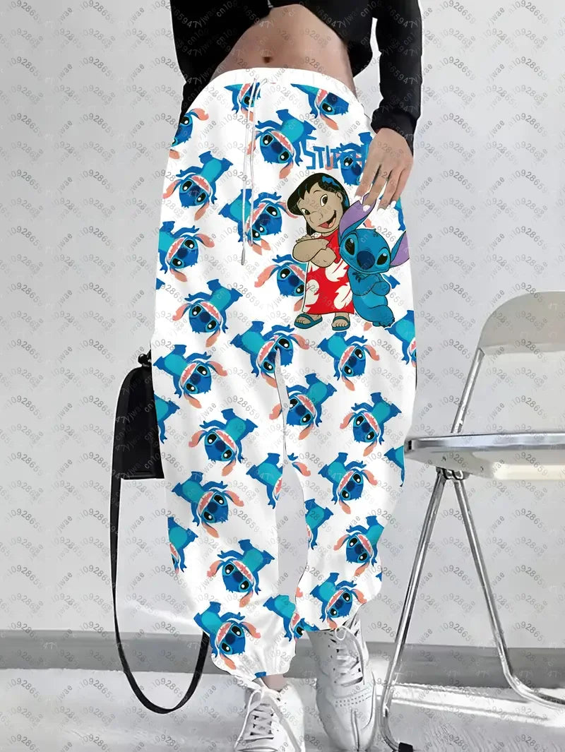 Cartoon Stitch Women's Casual Jogger Pants Pink Casual Pants Spring/Summer Outdoor Men's Long Pants Trousers