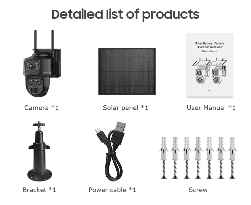 SHIWOJIA 15X ZOOM Solar Camera 4G 12MP Three Lens 360° View 5W Solar Panel Security Outdoor PTZ IP Camera 7800mAh Battery UBOX