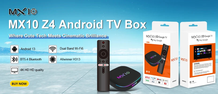 TV Box MX10 F1 Android 13 Mali-G31 4K 2GB RAM 16GB eMMC flash Media Player Support Voice Remote Control
