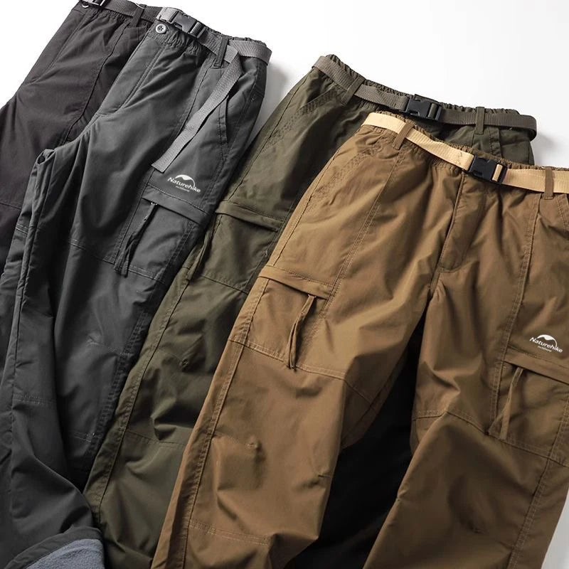Naturehike Tooling Pants Thick Waterproof Fleece Cargo Pants Men Women Outdoor Multi-pockets Loose Straight Overall Trousers