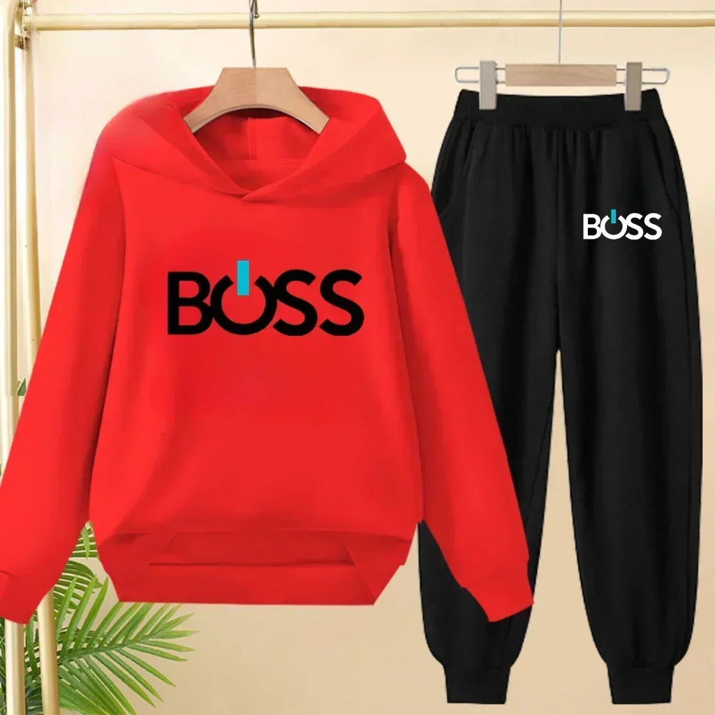 Spring Autumn Children Clothes Leisure Letter Print 2pcs Hoodie+Pants Tracksuits 3-13 Years Boys Girls Outfits Streetwears