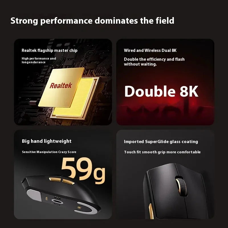 MCHOSE K7 Ultra Gaming Mouse PAW3950 Magnetic Wireless Charging Dual 8K Wired wireless Bluetooth connection Esports office