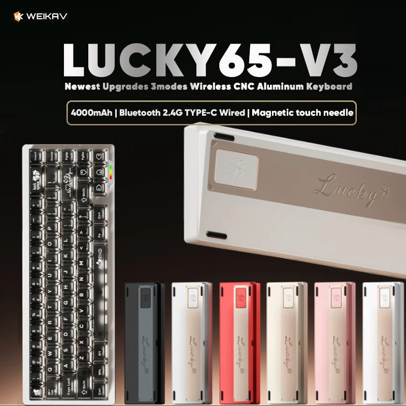 Weikav Lucky65 V3 Lucky65 V2 NUT65 Wireless Aluminum Mechanical Keyboard Kit 60% Bluetooth 2.4G Wired RGB Hotswap Gamer Keyboard