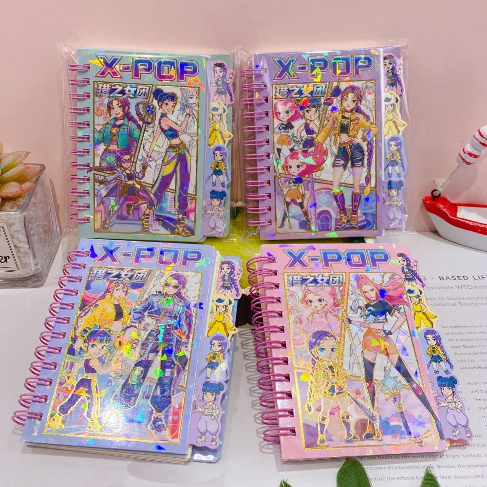 1/4PCS Kpop Demon Hunters Golden Notebook Rumi Mira Zoey Binder Cartoon Anime  Stationery Supplies Back To School Gifts %^$